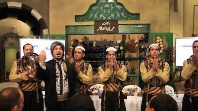 The Syrian dance group, Ward Al Sham, perform before touring the set of the comedy drama Hammam Shami, which is being shot in Abu Dhabi. Ravindranath K / The National