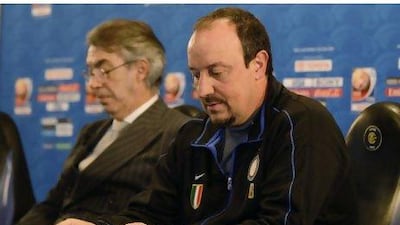 Inter Milan president Massimo Moratti, left, and Rafa Benitez have differences of opinion cropping up.