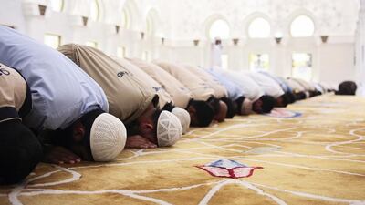 Worshippers started off the first day of fasting with an early morning prayer at the Grand Mosque in Abu Dhabi. Lee Hoagland/ The National