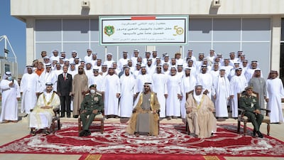 Sheikh Mohammed praised the achievements of staff and cadets at the college. Photo: Twitter
