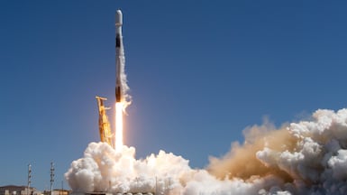 UK Space Command's first military satellite, Tyche, was launched on board a SpaceX Falcon 9 in California in 2024. Photo: SpaceX