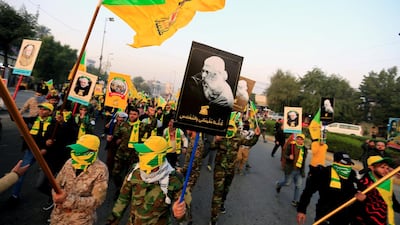 Kataib Hezbollah Iraqi militia gather ahead of the funeral of the Iraqi militia commander Abu Mahdi al-Muhandis, who was killed in an air strike at Baghdad airport, in Baghdad. Reuters