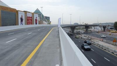 A three-lane bridge has been opened from Oud Metha Road to Sheikh Rashid Road close to Wafi as part of plans to clear tailbacks in Bur Dubai, one of the emirate’s most congested neighbourhoods. Courtesy RTA