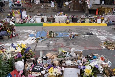 A picture of an angel marks the location of where George Floyd was killed on May 25, 2020. Willy Lowry / The National