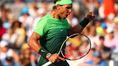 Rafael Nadal reacts during his second round win over Diego Schwartzman on Wednesday at the 2015 US Open in New York City. Clive Brunskill /Getty Images / AFP / September 2, 2015