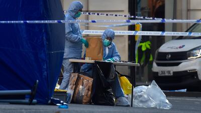 Forensic officers at the scene of the London Bridge stabbing by 28-year-old Usman Khan. Peter Summers / Getty