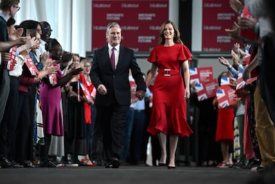 Britain's main opposition Labour Party leader Keir Starmer and his wife Victoria Starmer at the annual Labour Party conference in Liverpool, north-west England, in 2023. AFP