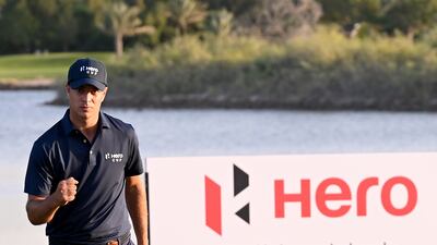 Italian Guido Migliozzi celebrates his foursomes win. Getty
