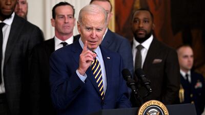 Mr Biden said that he had a lot in common with team and joked that his father told him to get up and keep trying, just like the Warriors. AFP