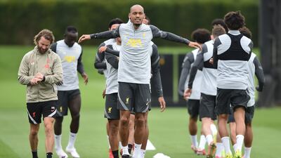 Liverpool's Fabinho during training. Getty