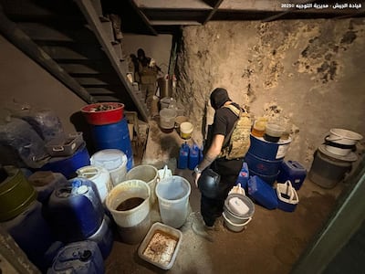 A Captagon factory in Lebanon being raided in July. Photo: Lebanese Army