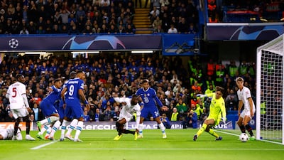 Wesley Fofana scores Chelsea's first goal. Reuters