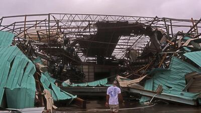 A collapsed boat housing sits after the arrival of Hurricane Michael in Panama City, Florida. EPA
