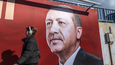 A poster of Turkish President Recep Tayyip Erdogan in Istanbul last week. EPA