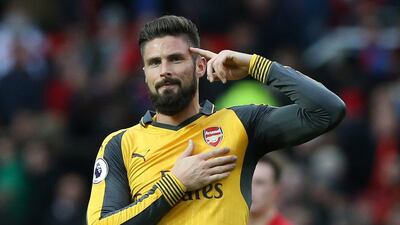 Olivier Giroud scored his 10th goal as a substitute for Arsenal in the 1-1 draw with Manchester United on Saturday. Nigel Roddis / EPA