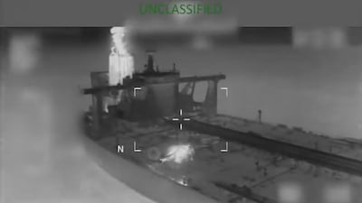 A still from footage posted by US Department of Homeland Security secretary Kristi Noem of the US Coast Guard carrying out a pre-dawn interception of the ship. Photo: Kristi Noem / X