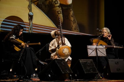 Farah Kaddour, left, performs with Senny Camara and Kamilya Jubran at the Aga Khan Music Awards in London. Photo: Joao Peixoto