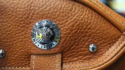 Leather saddlebags are attached to a Indian Chief Vintage motorcycle. Scott Olson / Getty Images / AFP