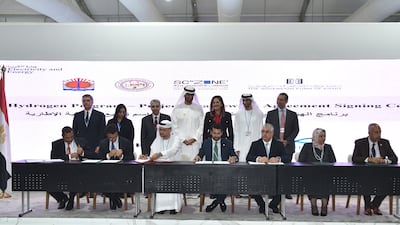 Abu Dhabi's Masdar and partners Infinity Power Holding and Hassan Allam Utilities signed a framework deal for a green hydrogen project in the Suez Canal Economic Zone. Photo: Masdar