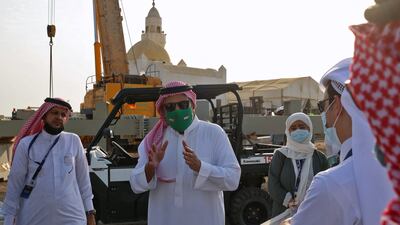 Prince Khalid bin Sultan Al Faisal, Chairman of the Saudi Automobile and Motorcycle Federation, tours the Jeddah Street Circuit..