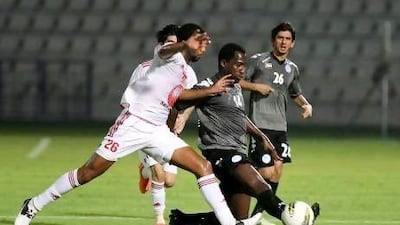 AL Dhafra beat Sharjah 1-0 and are just one win away from promotion to the Pro League. Pawan Singh / The National
