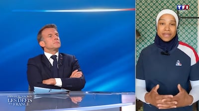 Sylvie Eberena asked French President Emmanuel Macron a question on a live stream in May this year. Photo: YouTube