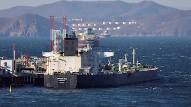 A crude oil tanker anchored at the terminal Kozmino in Nakhodka Bay near the port city of Nakhodka, Russia. Reuters