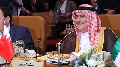 Bahraini Minister of Foreign Affairs Khalid bin Ahmed Al Khalifa attends a preparatory meeting of Arab Foreign Ministers ahead of the 29th Summit of the Arab League in Riyadh, Saudi Arabia. Ahmed Yosri / EPA