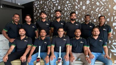 The UAE cricketers at the Dubai International Airport before their departure to Mauritius. Supplied photo