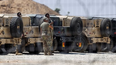 US soldiers at a base for the International Stabilisation Force, which is under the auspices of the Board of Peace, in southern Israel near the Gaza border. Reuters