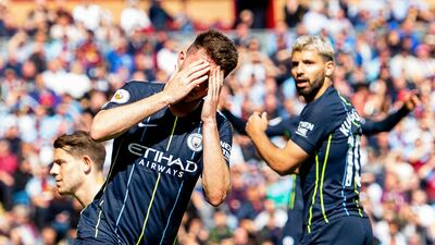Manchester City's Aymeric Laporte reacts during the match. EPA