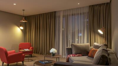 A one-bedroom suite living room at Radisson Blu Marrakech. Courtesy Radisson Blu Marrakech