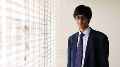 Abhinav Das at the Emirates Solar Industry Association office in Dubai, where he has won a summer internship for a report that the industry group is helping him turn into an educational kit for schools. Pawan Singh / The National
