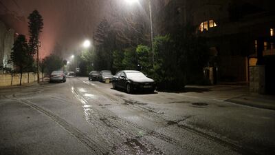 First winter snow falls in a deserted street in Amman, Jordan. According to local media news, snow was expected in areas from 900m and above. The Jordanian authorities announced on 16 January evening that government and private schools would not run the next day due to the weather conditions. EPA
