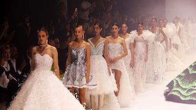 The Michael Cinco fashion show finale during Arab Fashion Week.