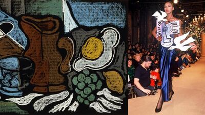 Yves Saint Laurent’s 1988 spring/summer collection, right, was inspired by French artist Georges Braque’s still-life paintings. Christie’s Images / Corbis; Bertrand Rindoff Petroff / Getty Images