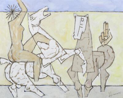 'Untitled (Horses)', M F Husain.