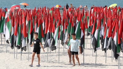 Kite beach, on the UAE’s 50th National Day celebrations in Dubai on December 2. Pawan Singh / The National