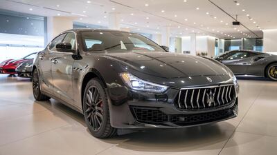 The new Maserati Ghibli Ribelle special edition at Al Tayer Motors on Sheikh Zayed Road. Antonie Robertson / The National