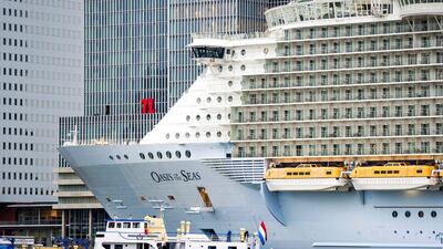 The world's largest cruise ship in the harbour of Rotterdam. Robin Van Lonkhuijsen / EPA