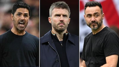 From the left: Mikel Arteta, Michael Carrick and Roberto De Zerbi.