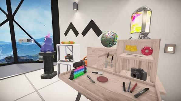 Set in 2130, SuchArt: Genius Artist Simulator gives aspiring artists a studio in space and the freedom to experiment with unconventional painting techniques. Photo: Goose Minded