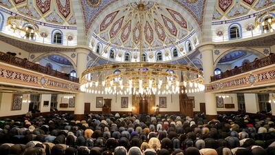 Faithful pray during the first Friday mass prayer of the holy month of Ramadan inside the Merkez Mosque in the Marxloh district of Duisburg, Germany. EPA