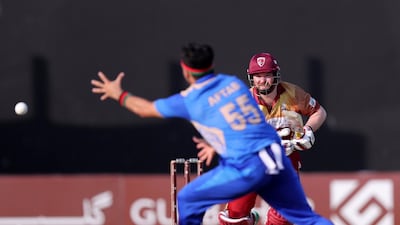 Paul Stirling of the Kandahar Knights bats during the game between Kandahar Knights and Balkh Legends in the Afghanistan Premier League.