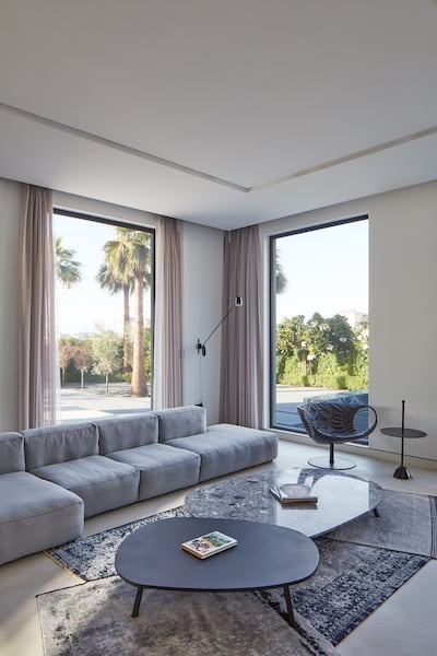 Emirati entrepreneur Anas Bukhash's home in Dubai uses rugs to create floor art, a key trend for 2023. Photo: Pallavi Dean / Roar