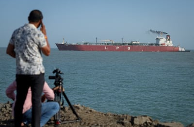 An Indian liquefied petroleum gas carrier arrives in Gujarat after passing through the Strait of Hormuz. Reuters