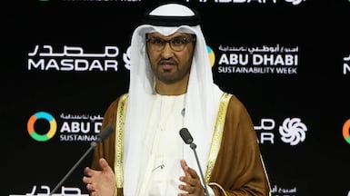 Dr Sultan Al Jaber, Minister of Industry and Advanced Technology and managing director and group chief executive of Adnoc, says global energy demand is accelerating across every sector. Victor Besa / The National