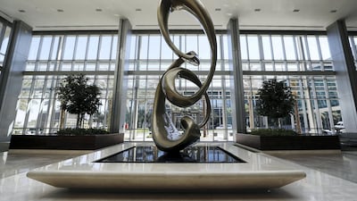 A sculpture in the foyer of the sprawling hospital