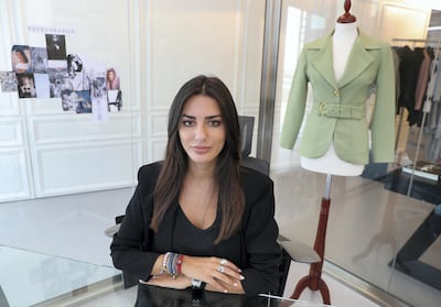 Dubai based fashion designer Lama Jouni, at her studio in the Design District, Dubai. Chris Whiteoak / The National