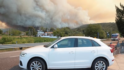 A wildfire rages near the border with Italy, in Miren, Slovenia. Reuters